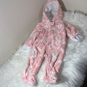 Carter's Pink and White Patterned Footie